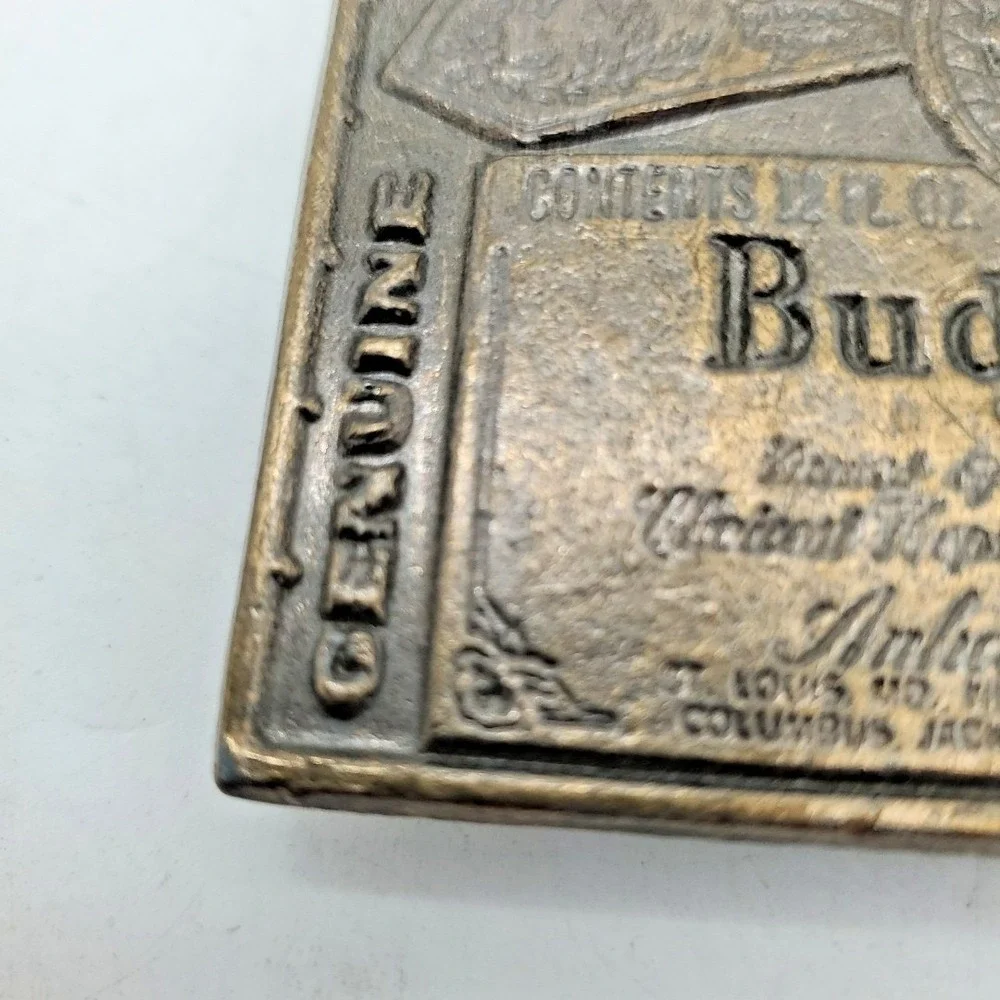 Vintage Anheuser Busch Budweiser‎ Beer Bronze Belt Buckle Made in USA
